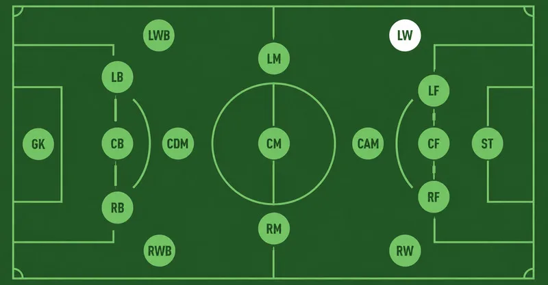 LW là viết tắt của Left Winger, chỉ cầu thủ tấn công hoạt động chủ yếu ở hành lang cánh trái.