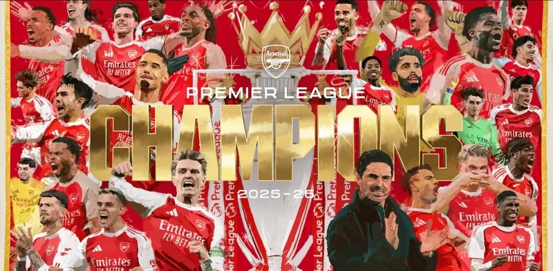 Arsenal trở lại ngôi vương Premier League mùa 2025–2026 sau một hành trình ổn định và bản lĩnh.