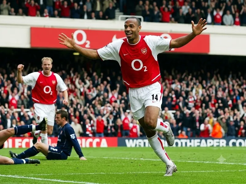 Thierry Henry trở thành biểu tượng Arsenal với tốc độ, kỹ thuật và khả năng ghi bàn ấn tượng tại Premier League.